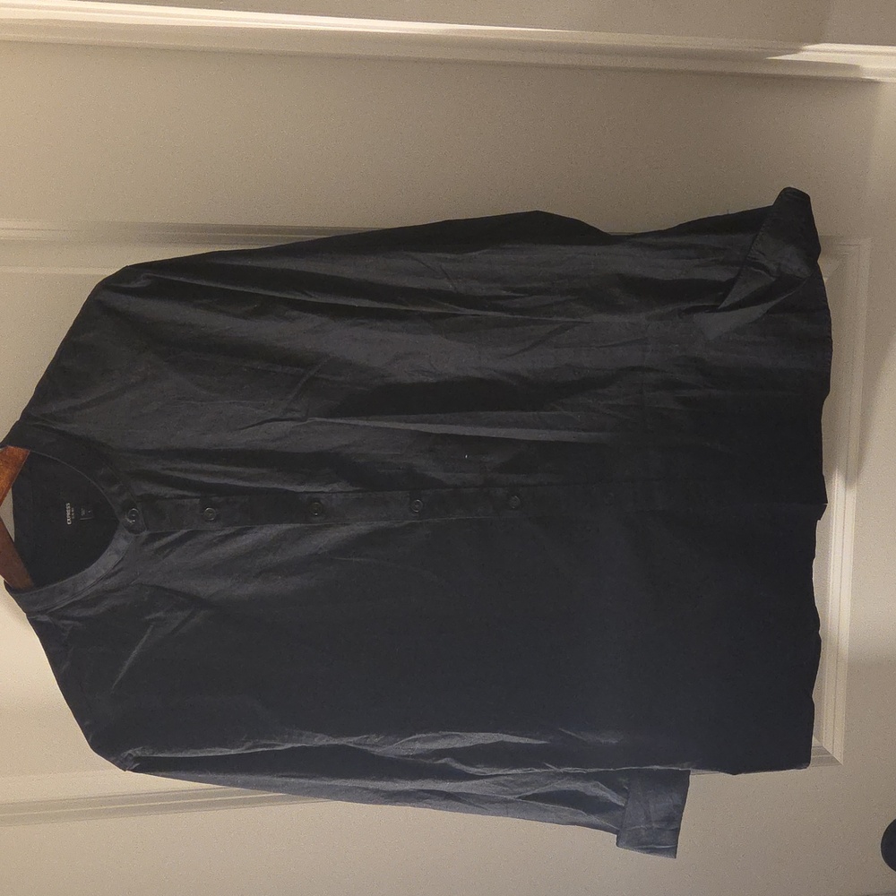 Express Men's Black Collarless Shirt Jacket